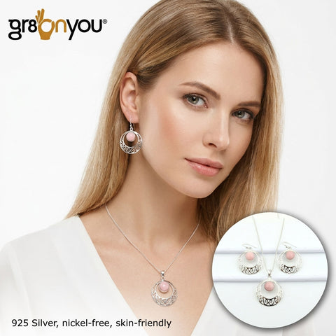 PINK OPAL Solid Sterling Silver Celtic Design Jewellery Set | Earth-Mined Gemstones
