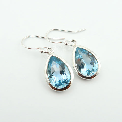 Real Blue Topaz Sterling Silver Earrings Jewelry
