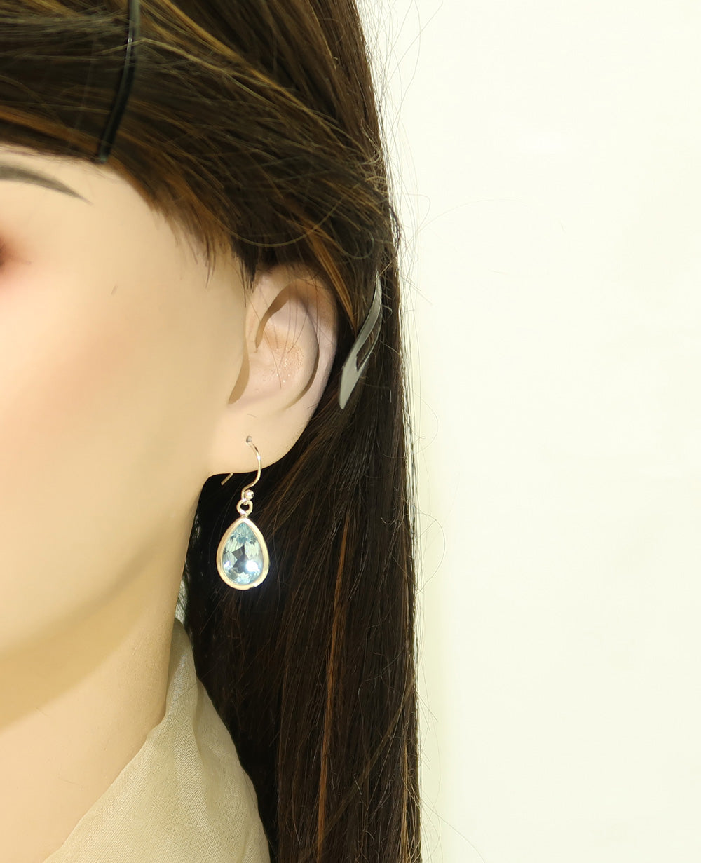 Real Blue Topaz Sterling Silver Earrings Jewelry