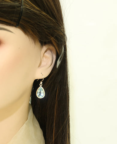 Real Blue Topaz Sterling Silver Earrings Jewelry