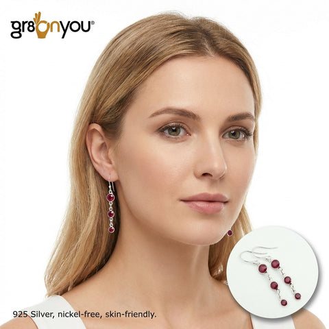 925 Pure Silver Real RUBY Earrings | Secure Gemstone Mount | Zero Irritation Metal