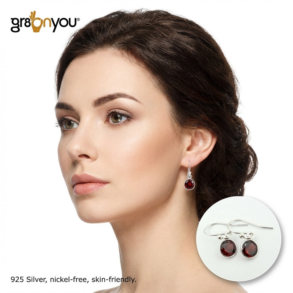 AAA Grade GARNET 925 Solid Silver Women Earrings | Comes in Premium Packaging