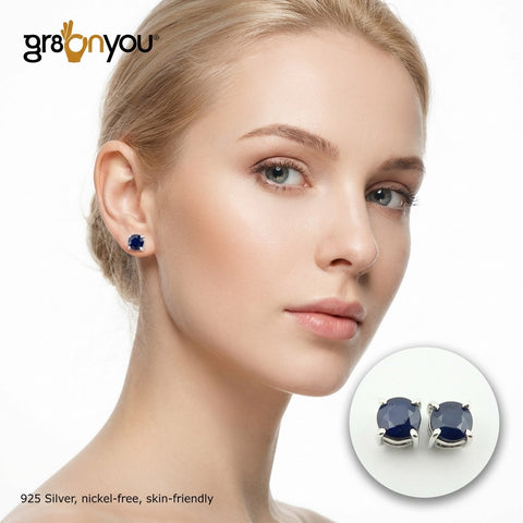 AAA Grade SAPPHIRE 925 Pure Silver Earrings Jewellery | Strong Prong Stone Setting