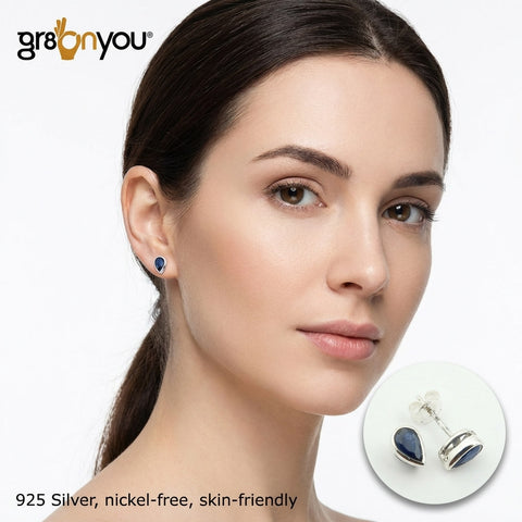 Super Quality SAPPHIRE 925 Sold Silver Stud Earrings Jewellery | September Birthstone
