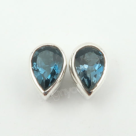 AAA Grade London Blue Topaz 925 Silver Earrings | 1.4 Grams | Earth-Mined Gemstones