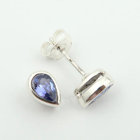 Ethically Sourced Tanzanite Sterling Silver Stud Earrings