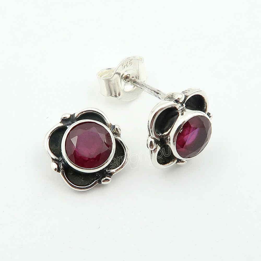 Earth-Mined Ruby Fine Silver Earrings | Comes With Authenticity Certificate