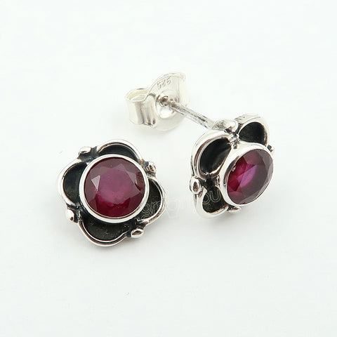 Earth-Mined Ruby Fine Silver Earrings | Comes With Authenticity Certificate