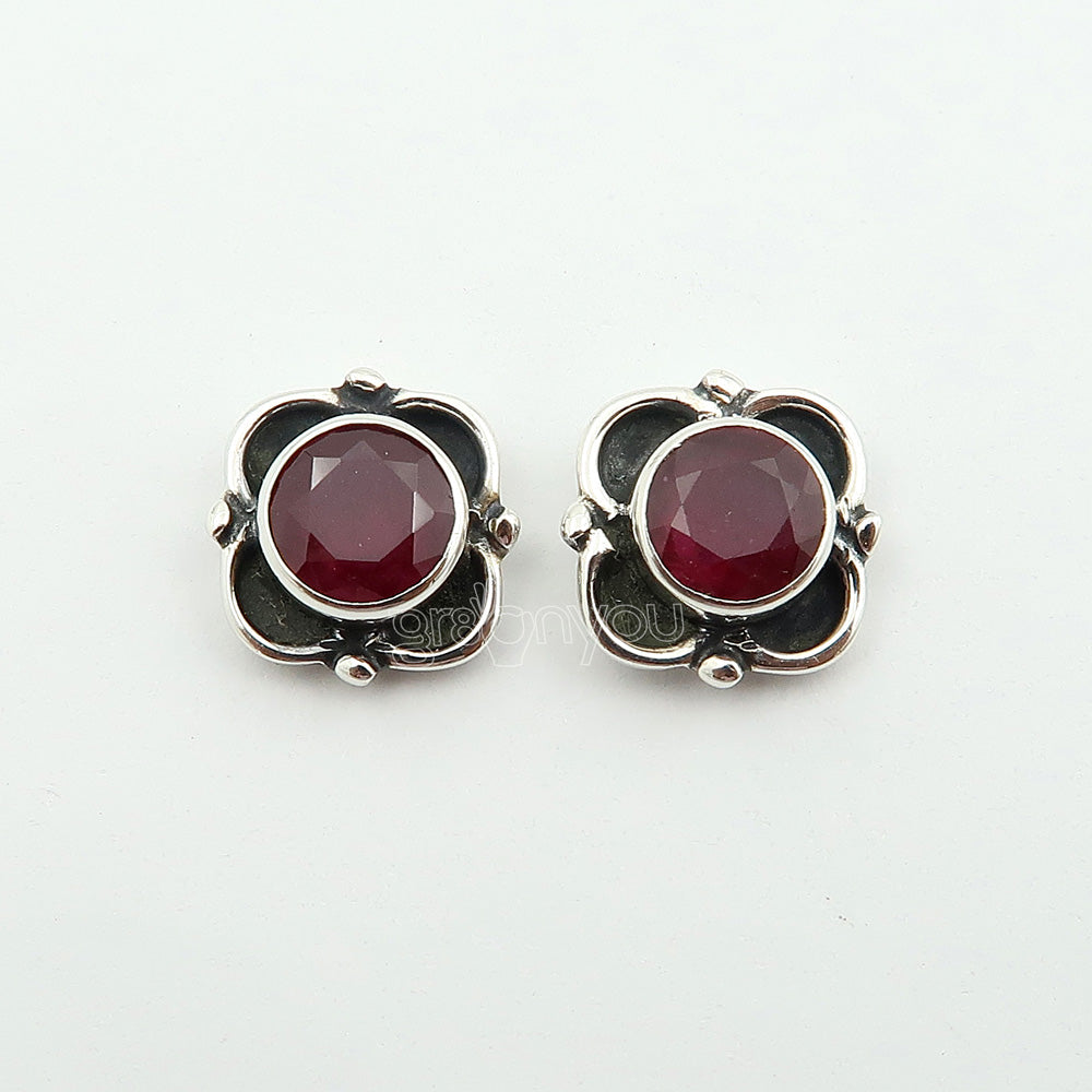 Earth-Mined Ruby Fine Silver Earrings | Comes With Authenticity Certificate