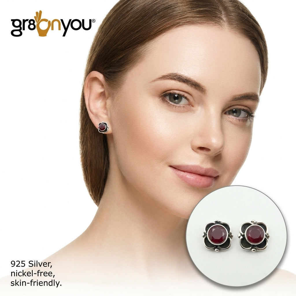 Earth-Mined RUBY Fine Silver Earrings | Comes With Authenticity Certificate