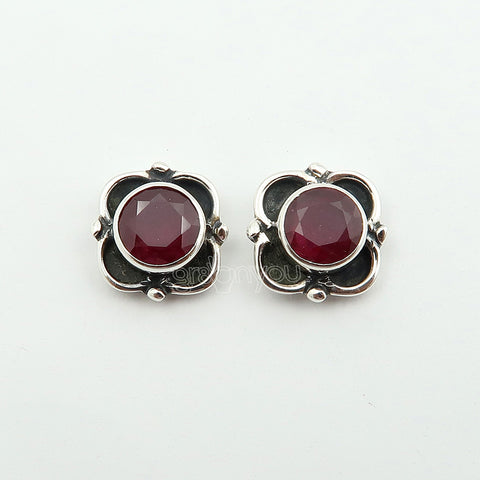 Earth-Mined Ruby Fine Silver Earrings | Comes With Authenticity Certificate