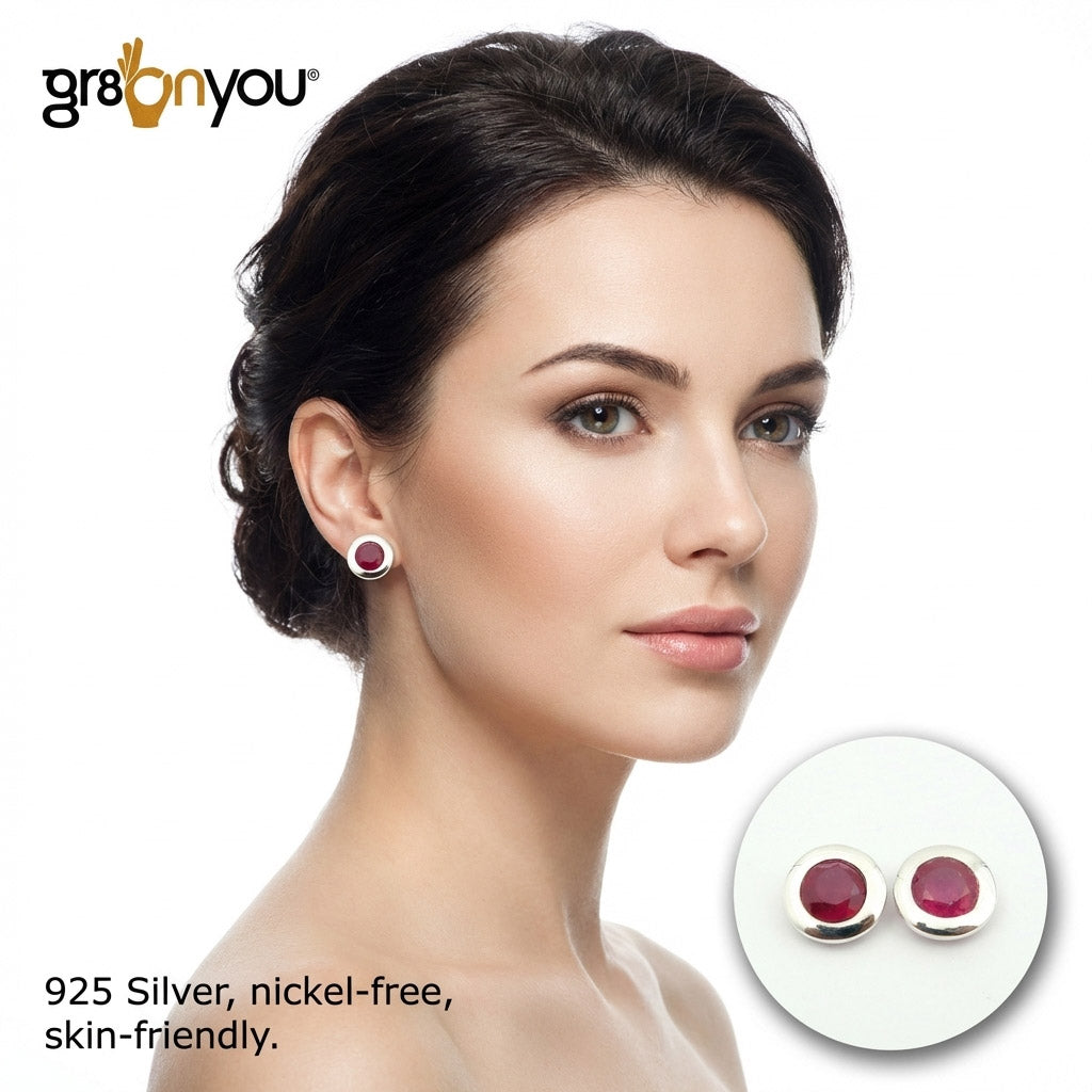 Premium Quality RUBY Pure Silver Earrings | Comes With Detailed Product Tags
