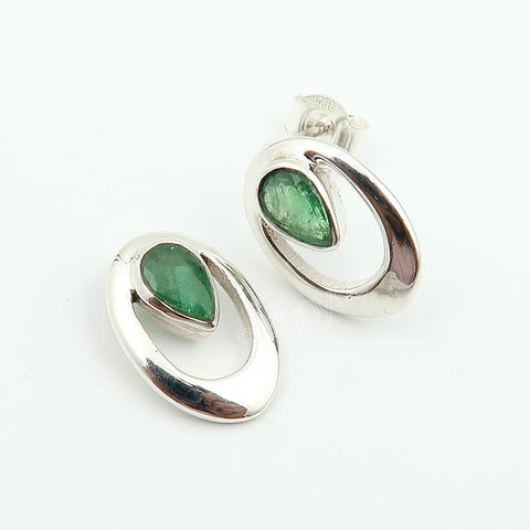 High Quality Emerald Solid Silver Earrings Jewellery | May Birthstone Women Gift