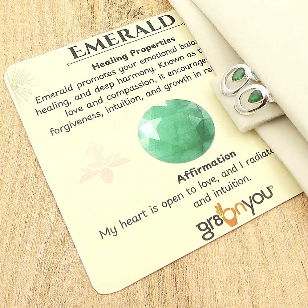 High Quality Emerald Solid Silver Earrings Jewellery | May Birthstone Women Gift
