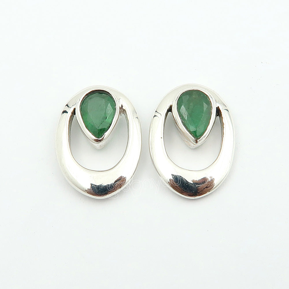 High Quality Emerald Solid Silver Earrings Jewellery | May Birthstone Women Gift