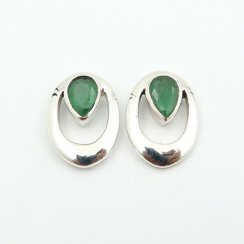 High Quality Emerald Solid Silver Earrings Jewellery | May Birthstone Women Gift