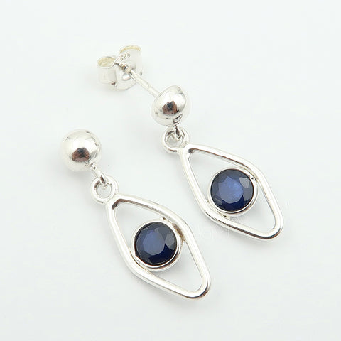 Secure Mounted Sapphire Hallmarked Silver Stud Earrings | From the House of gr8onyou