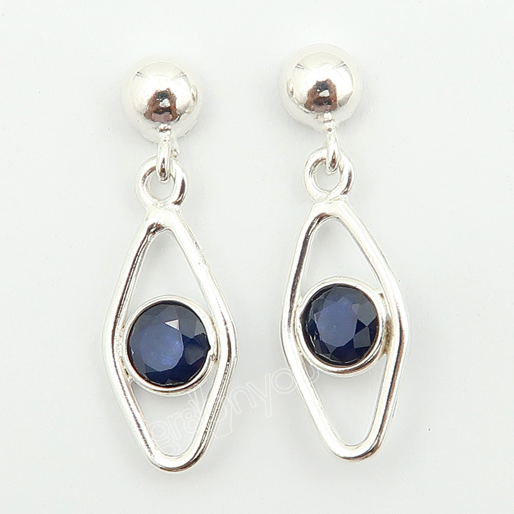 Secure Mounted Sapphire Hallmarked Silver Stud Earrings | From the House of gr8onyou