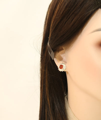 Natural Carnelian Premium 925 Silver Earrings | 2.5 cm | Crafted by Skilled Artisans