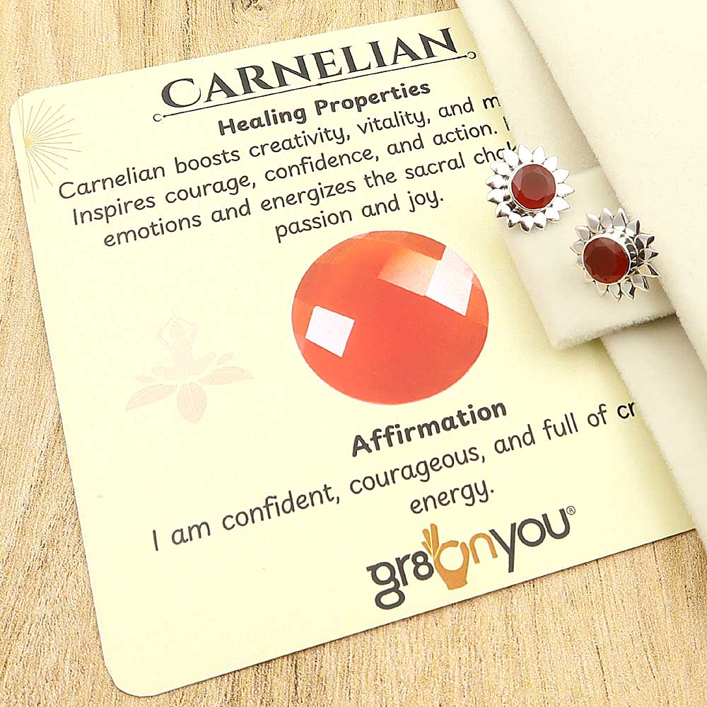 Natural Carnelian Premium 925 Silver Earrings | 2.5 cm | Crafted by Skilled Artisans