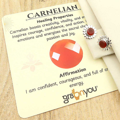 Natural Carnelian Premium 925 Silver Earrings | 2.5 cm | Crafted by Skilled Artisans
