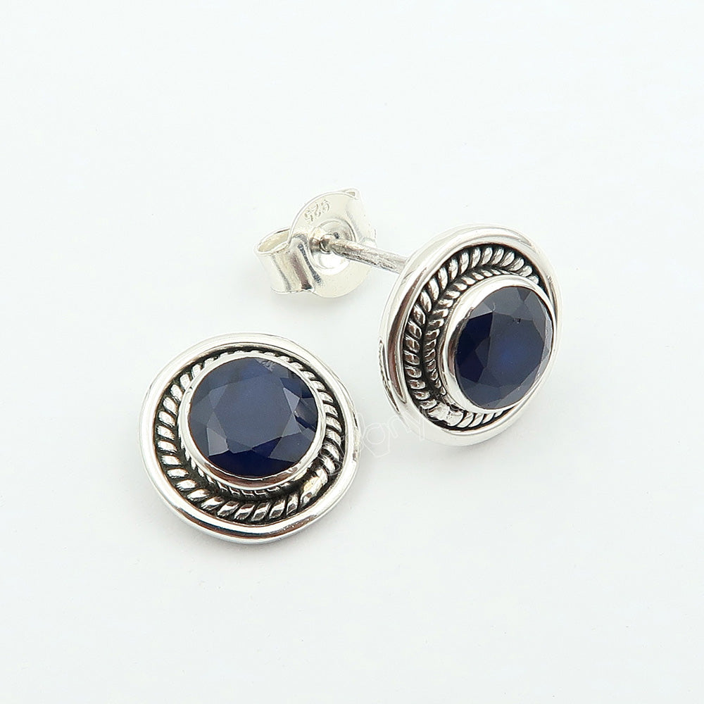 Genuine Sapphire Gemstone Authentic 925 Silver Studs Earrings | Built for Daily Wear
