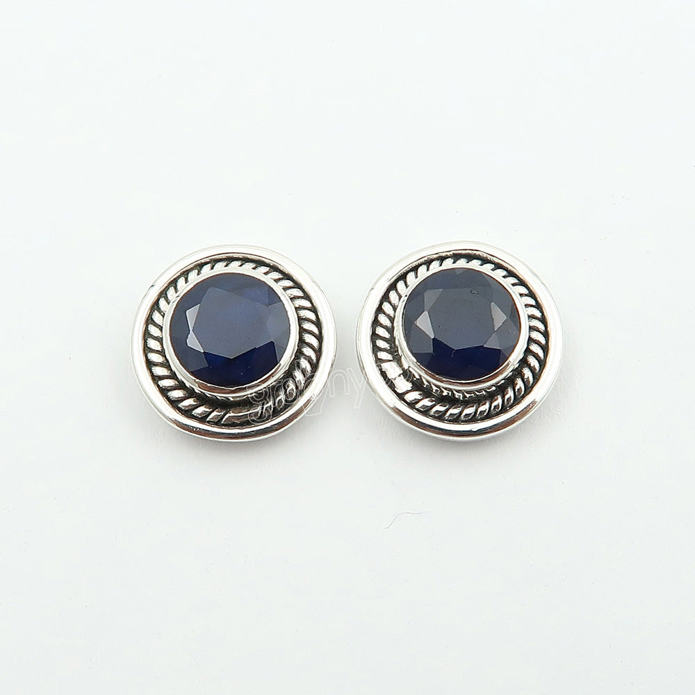 Genuine Sapphire Gemstone Authentic 925 Silver Studs Earrings | Built for Daily Wear