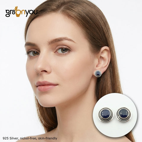 Genuine SAPPHIRE Gemstone Authentic 925 Silver Studs Earrings | Built for Daily Wear