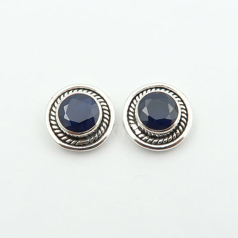 Genuine Sapphire Gemstone Authentic 925 Silver Studs Earrings | Built for Daily Wear