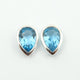 925 Sold Silver Real SWISS BLUE TOPAZ Gemset Earrings Jewellery | Length 1.1 cm
