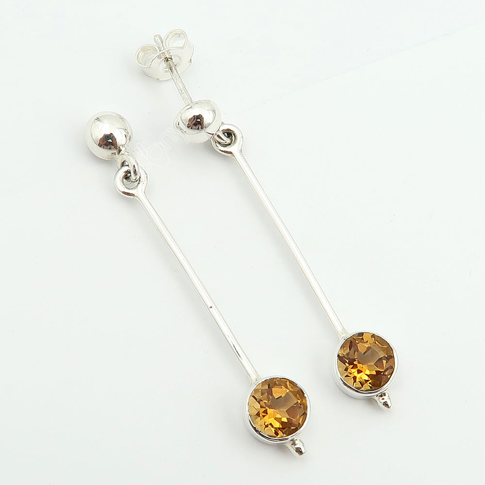 Sterling Silver Super Quality Citrine Long Earrings | Hand-Finished Details Jewellery