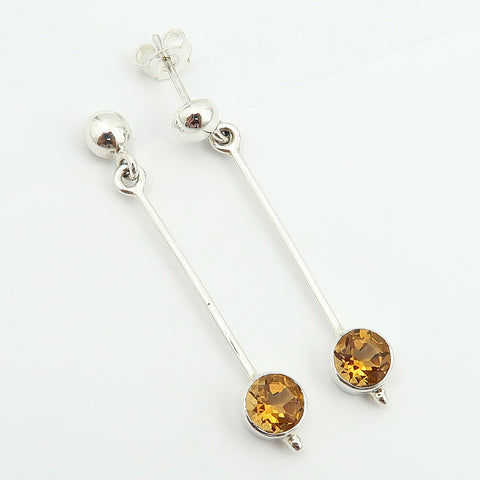 Sterling Silver Super Quality Citrine Long Earrings | Hand-Finished Details Jewellery