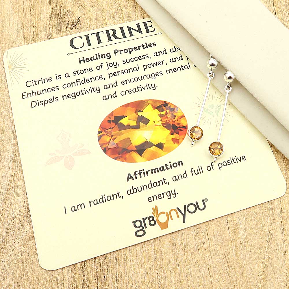 Sterling Silver Super Quality Citrine Long Earrings | Hand-Finished Details Jewellery