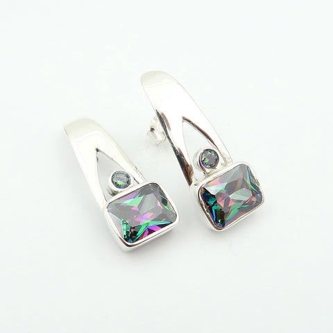 Solid Silver Earth-Mined Mystic Topaz Stud Earrings Jewellery | Traditional with Modern Touch