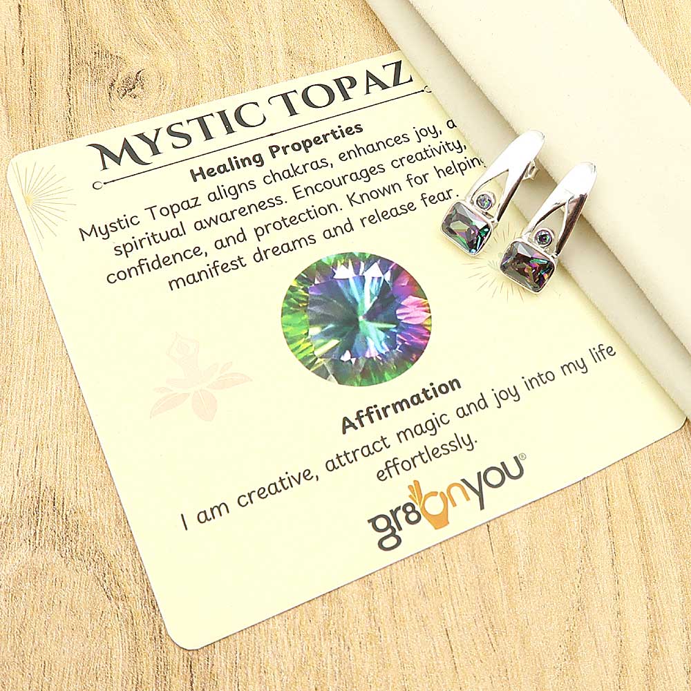Solid Silver Earth-Mined Mystic Topaz Stud Earrings Jewellery | Traditional with Modern Touch