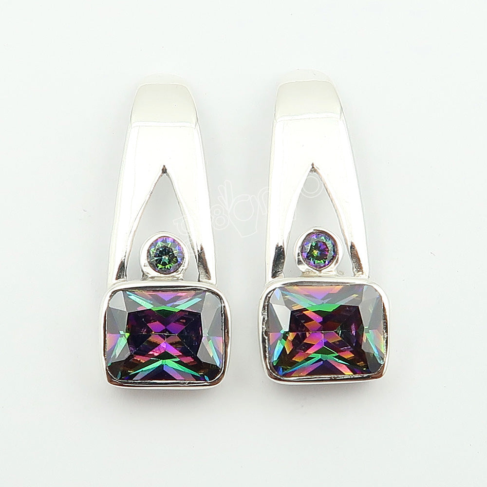 Solid Silver Earth-Mined Mystic Topaz Stud Earrings Jewellery | Traditional with Modern Touch