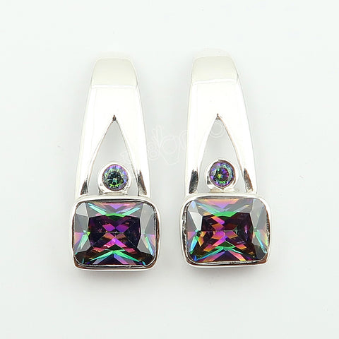 Solid Silver Earth-Mined Mystic Topaz Stud Earrings Jewellery | Traditional with Modern Touch