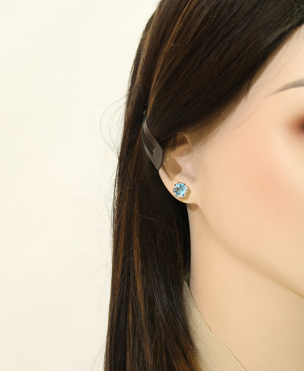 Hallmarked Silver Premium Swiss Blue Topaz Stud Earrings | Complimentary Gift Packaging