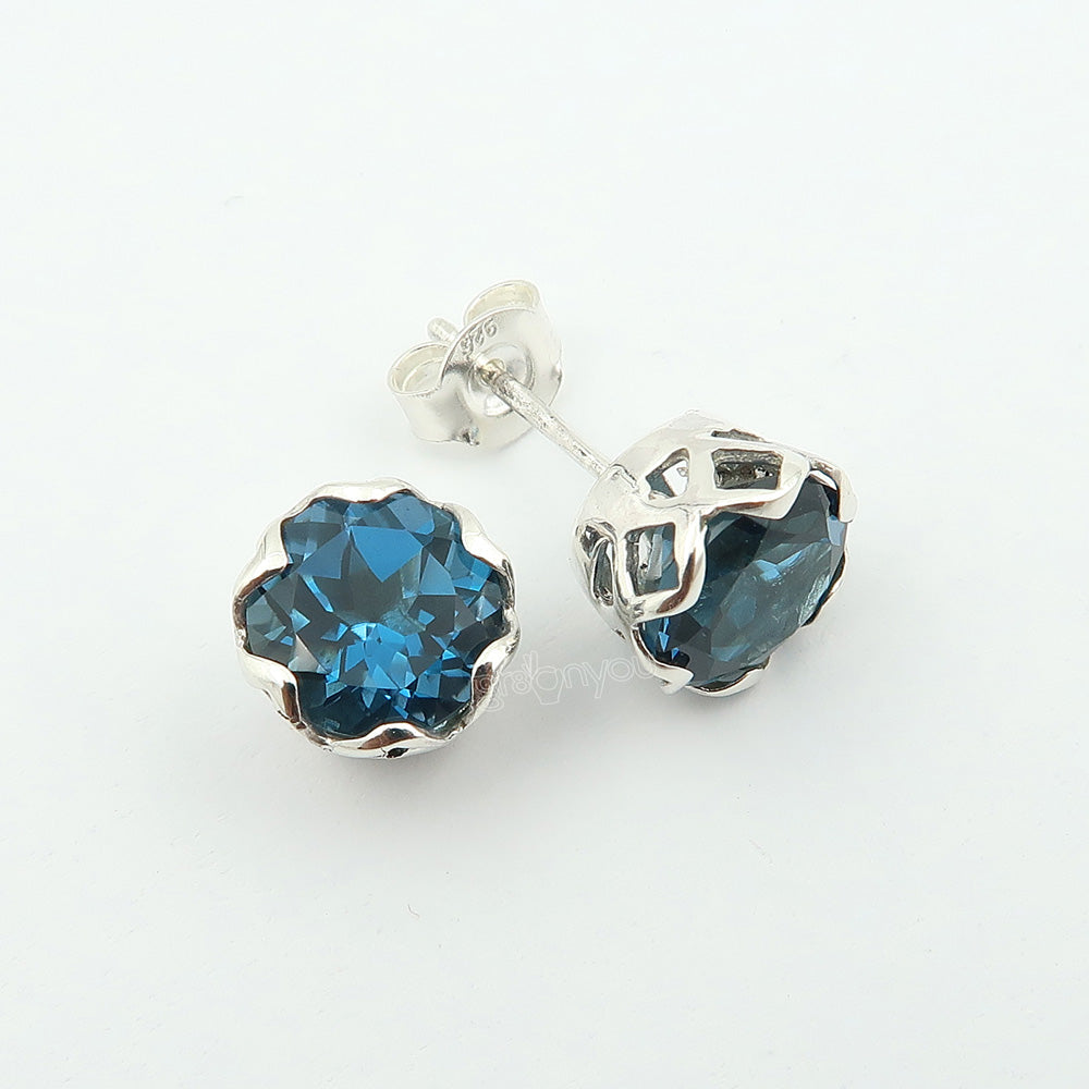 Premium 925 Silver High Quality London Blue Topaz Stud Earrings | Gift-Wrapped Elegantly