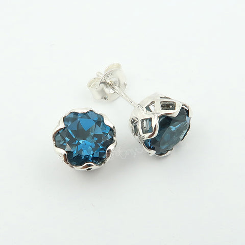 Premium 925 Silver High Quality London Blue Topaz Stud Earrings | Gift-Wrapped Elegantly