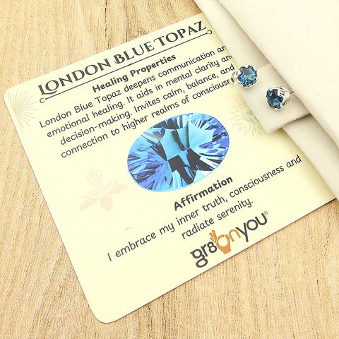 Premium 925 Silver High Quality London Blue Topaz Stud Earrings | Gift-Wrapped Elegantly