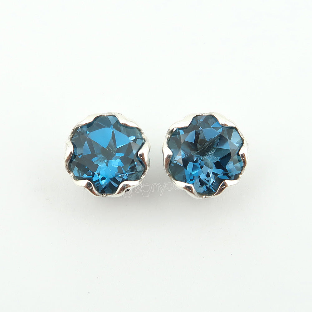 Premium 925 Silver High Quality London Blue Topaz Stud Earrings | Gift-Wrapped Elegantly