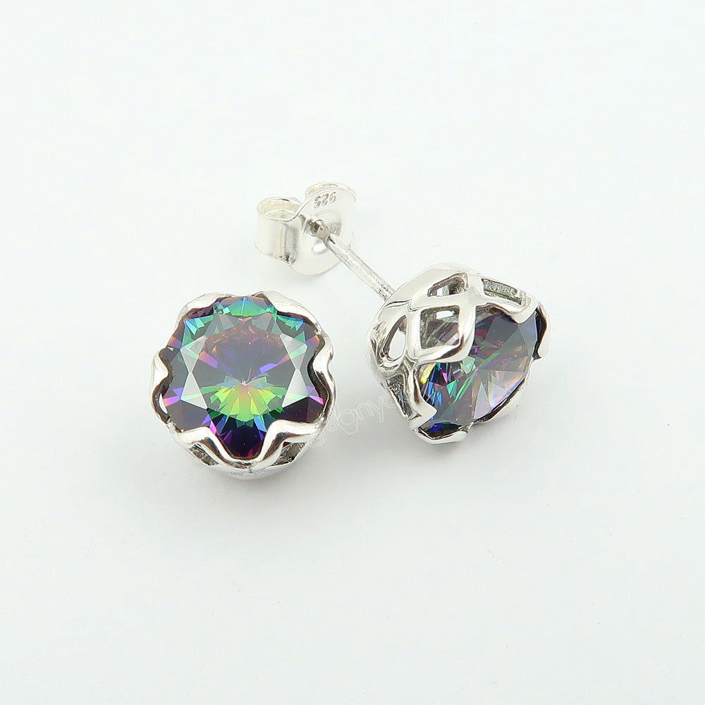 Elegant Presentation Box | Secure Mounted Mystic Topaz Authentic 925 Silver Earrings