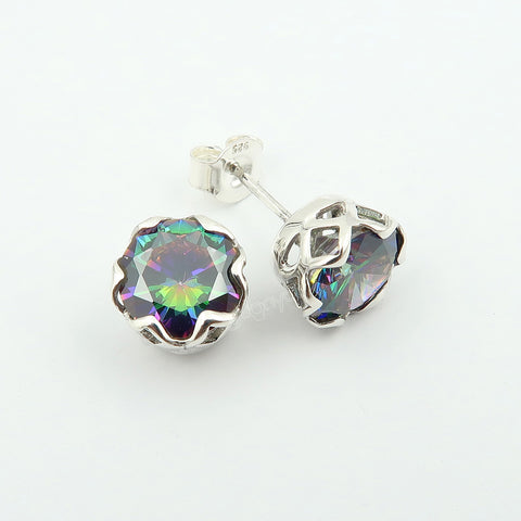 Elegant Presentation Box | Secure Mounted Mystic Topaz Authentic 925 Silver Earrings