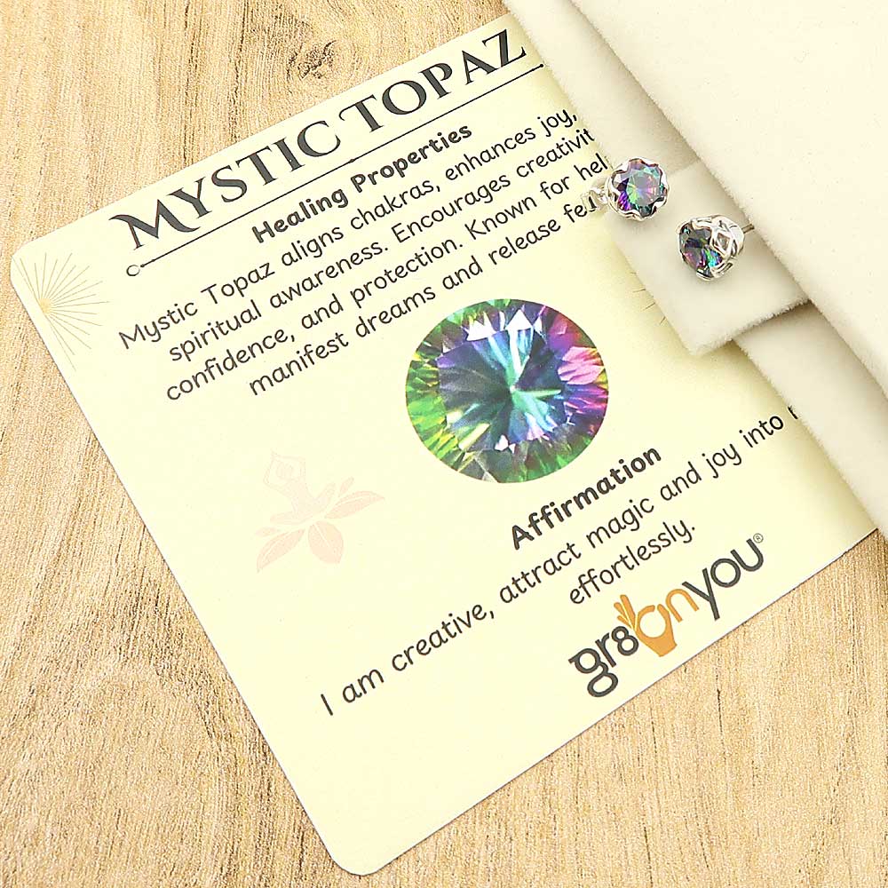Elegant Presentation Box | Secure Mounted Mystic Topaz Authentic 925 Silver Earrings