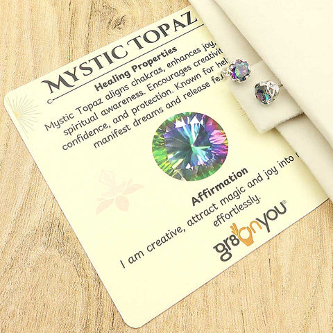 Elegant Presentation Box | Secure Mounted Mystic Topaz Authentic 925 Silver Earrings
