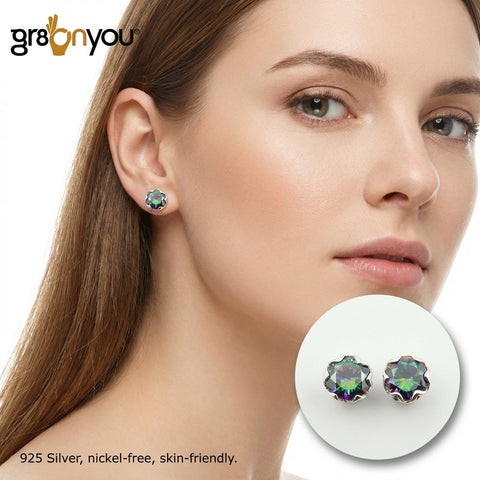 Elegant Presentation Box | Secure Mounted MYSTIC TOPAZ Authentic 925 Silver Earrings