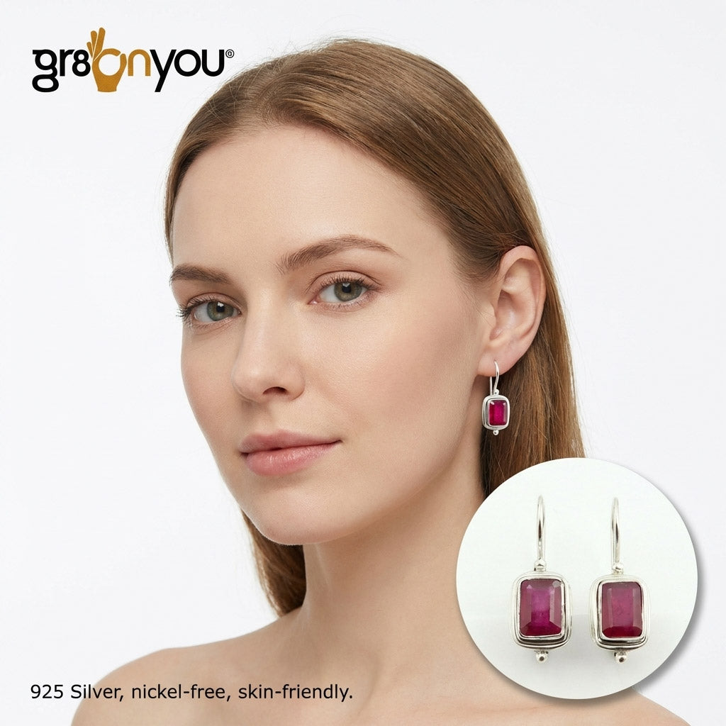 Signature Gift Packaging | Natural RUBY Real 925 Silver Earrings | Specially for Her