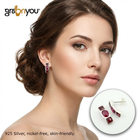 Special Occasion Jewellery | Authentic RUBY Hypoallergenic 925 Silver Earrings