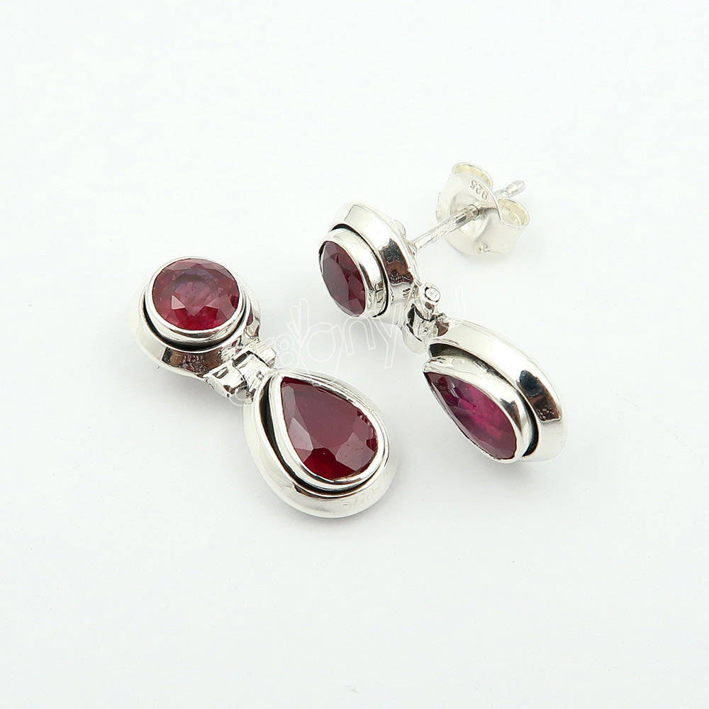 Thoughtful Jewellery Gift | Real Ruby Sterling Silver Earrings | Safe to Wear